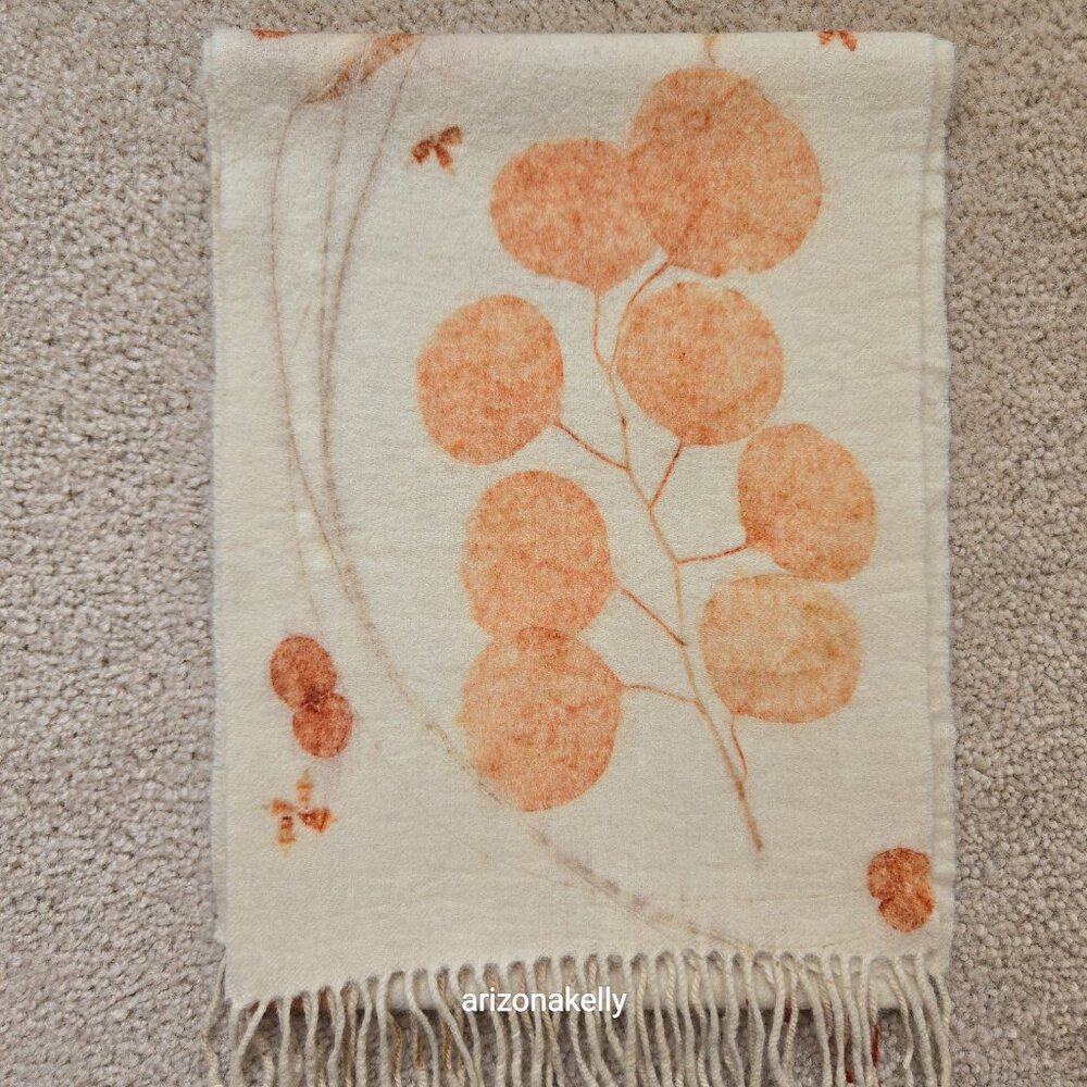 NWOT Handmade Wool Scarf Botanical Natural Dye Plants Eco Print Mayumix Designs - Picture 14 of 15